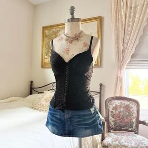 black lace bustier  90s black Connection 36c lace bustier corset top